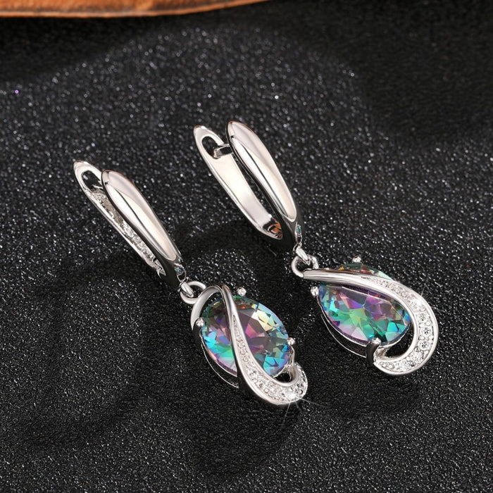 Colored stone earrings medium and long style earrings