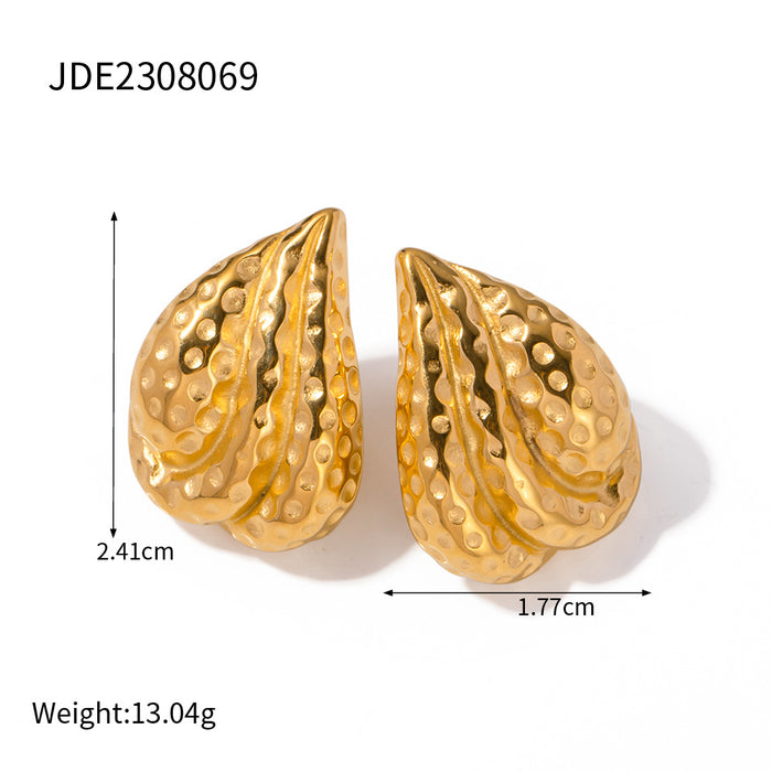 Pendientes de acero de titanio con diseño geométrico martillado de estilo francés vintage: joyas de acero de titanio para mujer