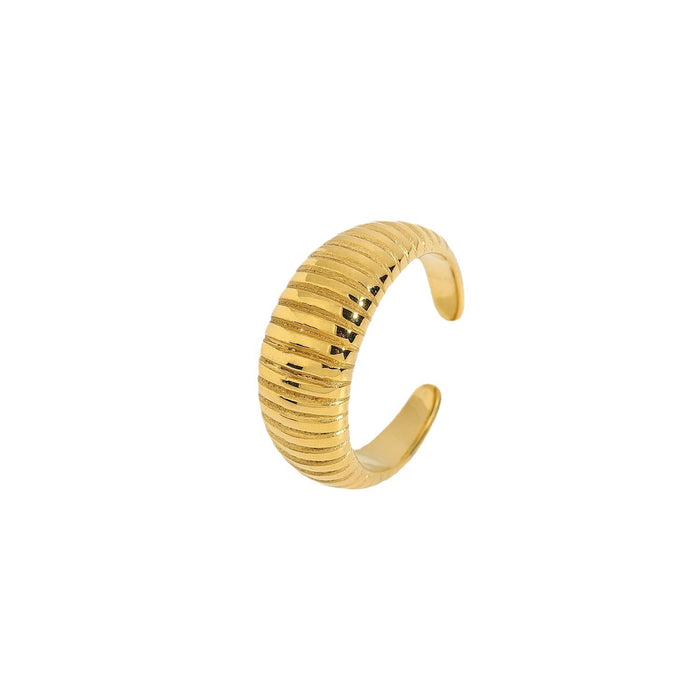 Adjustable 18K Gold Plated Stainless Steel Ring with Hollow Design