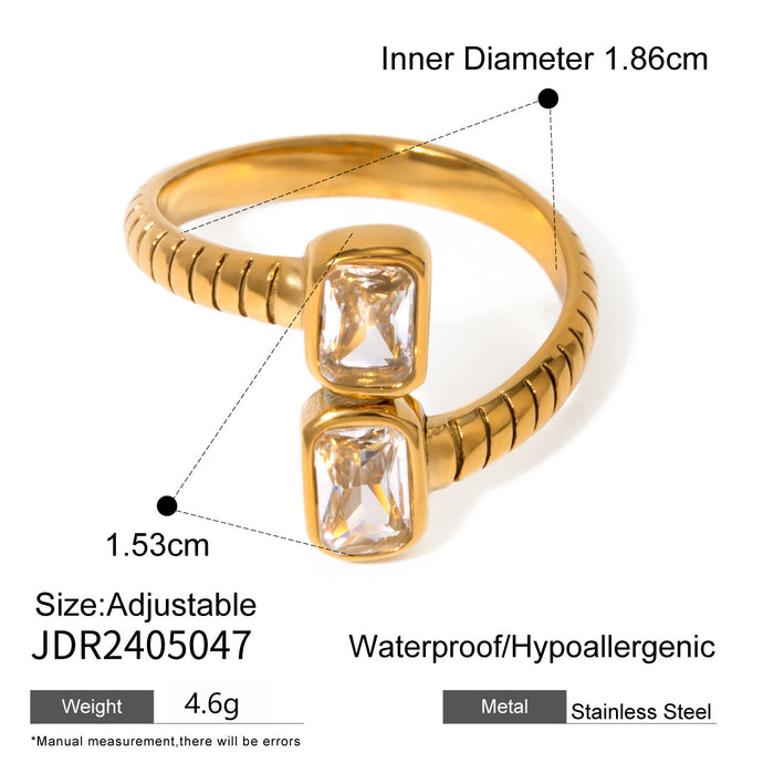 Stainless steel zircon open ring titanium steel