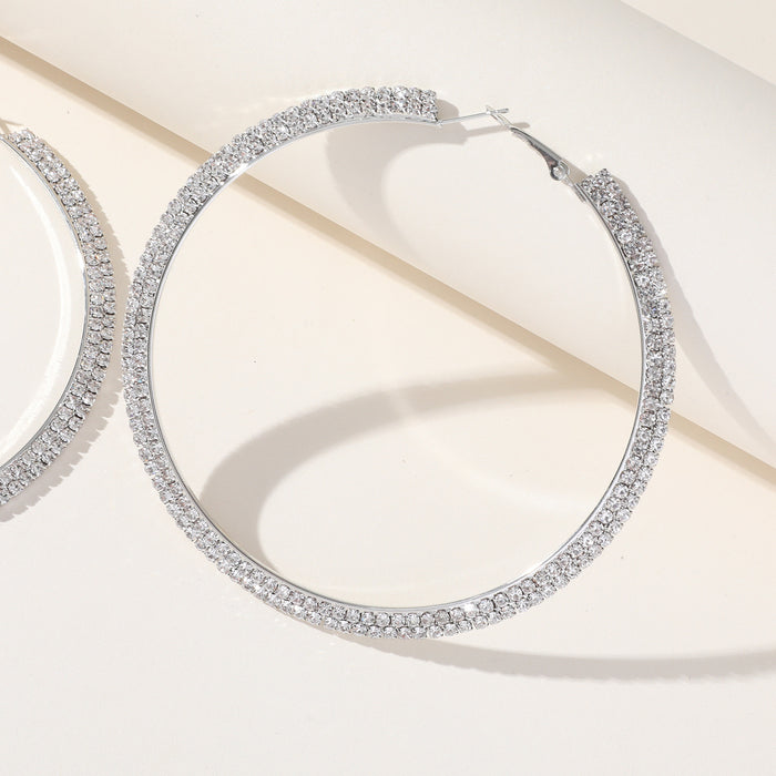 Popular Zircon Hoop Earrings - Bold Rhinestone Dangles for a Trendy Look