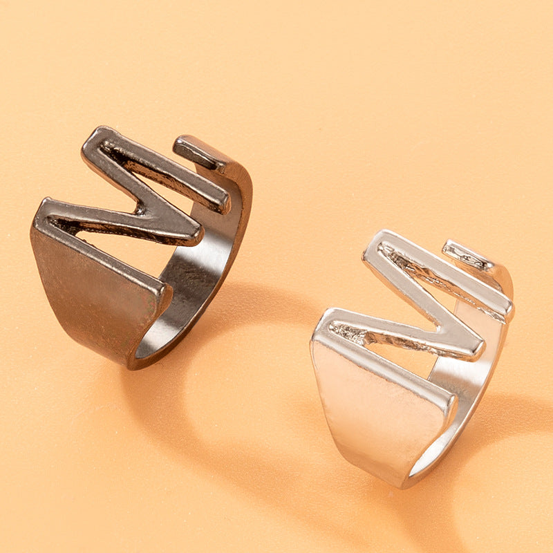 M letter creative open adjustable ring