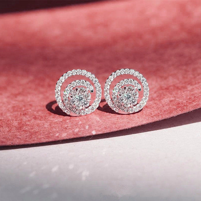 Hollow small disc zircon earrings personality earrings