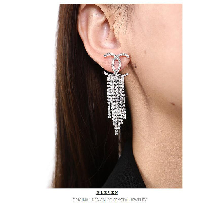 Luxury Rhinestone Earrings - Long Tassel Dangles for a Sophisticated Look