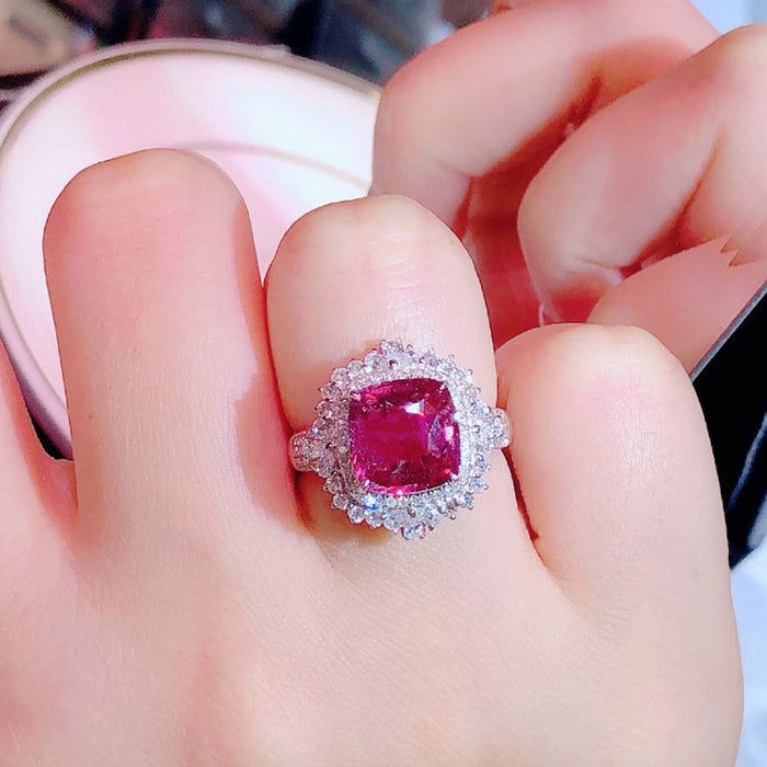 Colored gemstone ring imitation ruby anniversary accessories