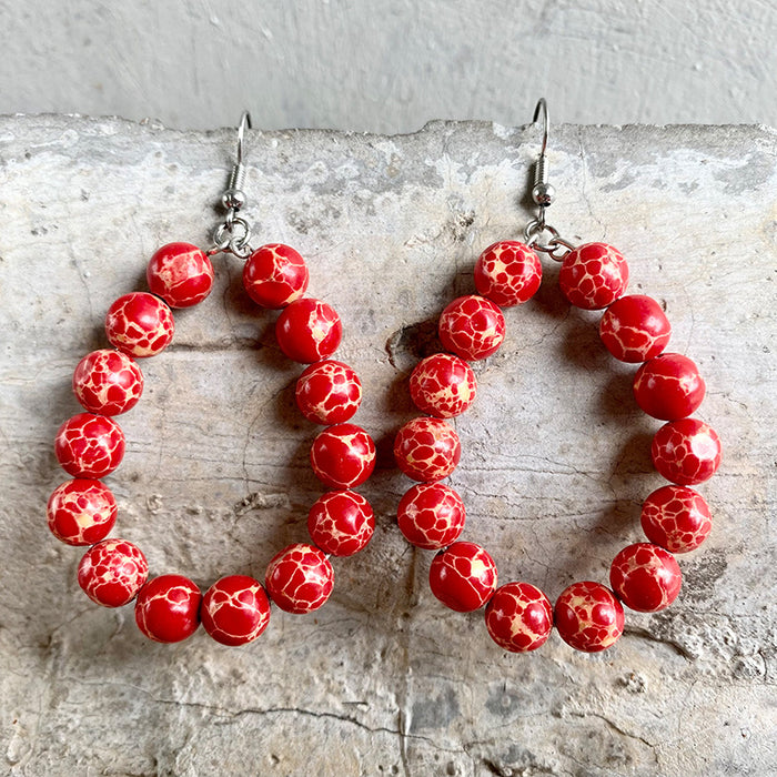 Western Turquoise Bead Beaded Earrings with Vintage Texas Style