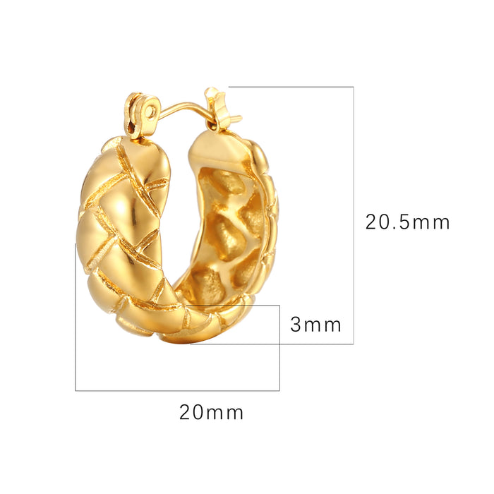 Pendientes de acero inoxidable en relieve dorado diseño geométrico acero titanio oro 18K