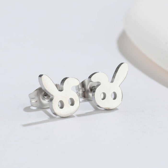 Rabbit Stainless Steel Stud Earrings - Cute and Playful Animal Jewelry