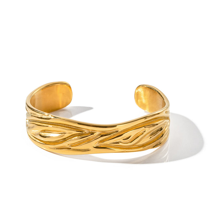 2023 New Trending Design 18K Gold Plated Stainless Steel Textured Bracelet - Wholesale Jewelry