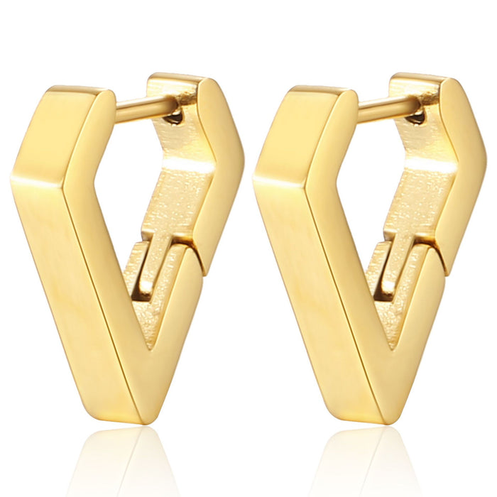 Gold geometric stainless steel earrings for men and women titanium steel hand-polished earrings