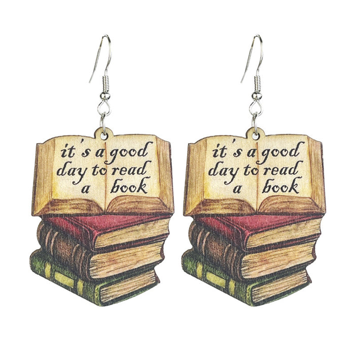 Book wooden earrings