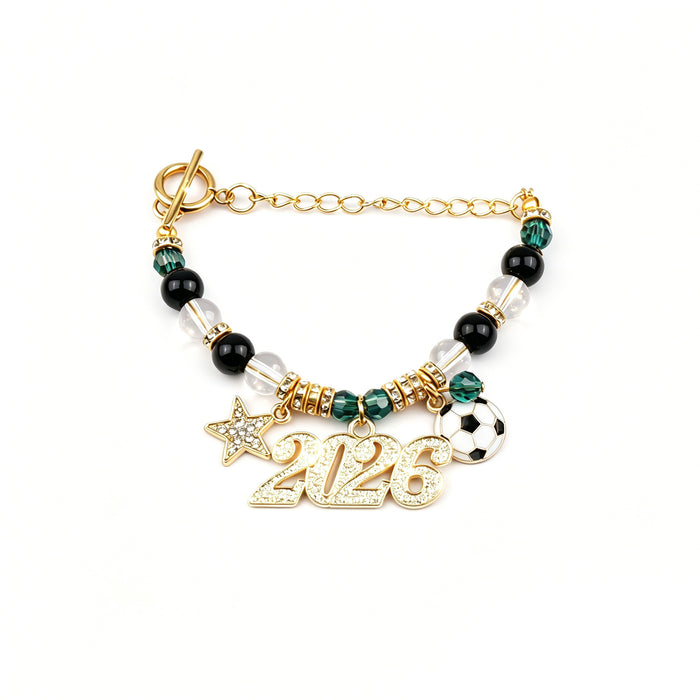 Wholesale 2026 World Cup Soccer Charm Bracelets - 18K Gold Plated Rhinestone Crystal Star Adjustable Chain for Football Fans