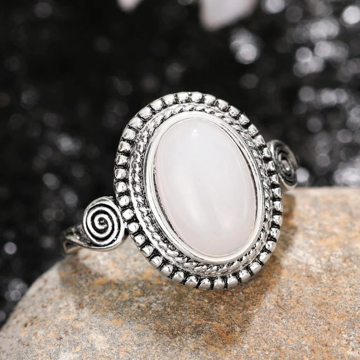 Exaggerated punk moonstone ring cross-border oval engagement ring