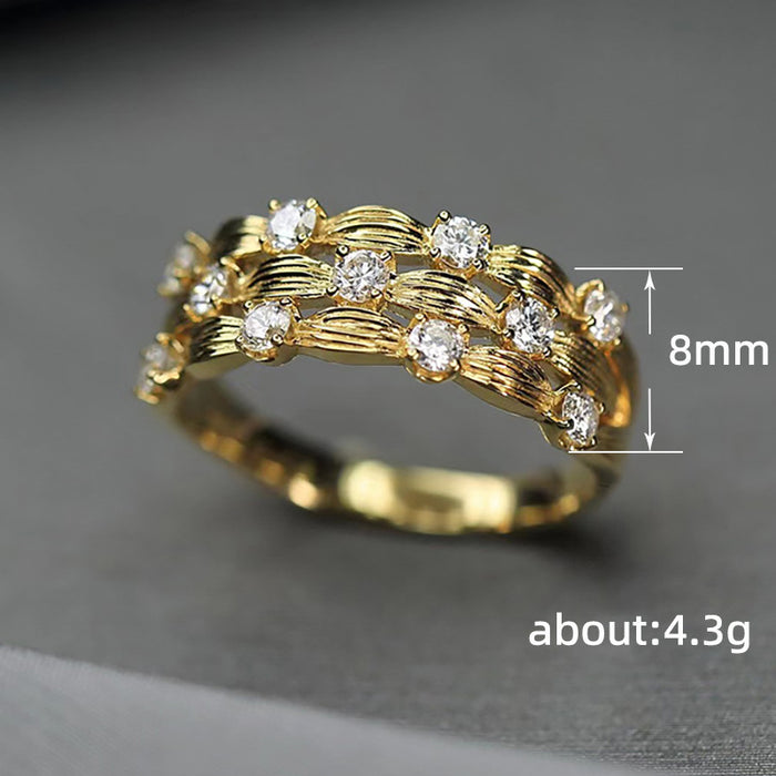 Anillo de corazón de cuatro garras, anillo brillante de moda para damas