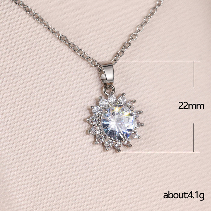 Zircon flower necklace clavicle chain European and American fashion jewelry