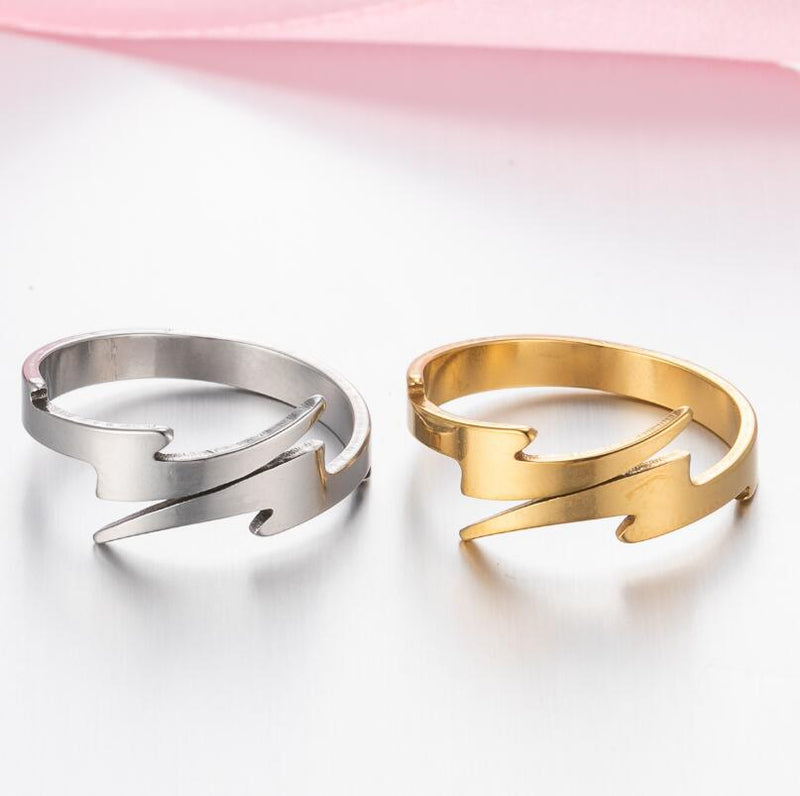 European and American trendy smooth open ring, retro lightning ring wholesale
