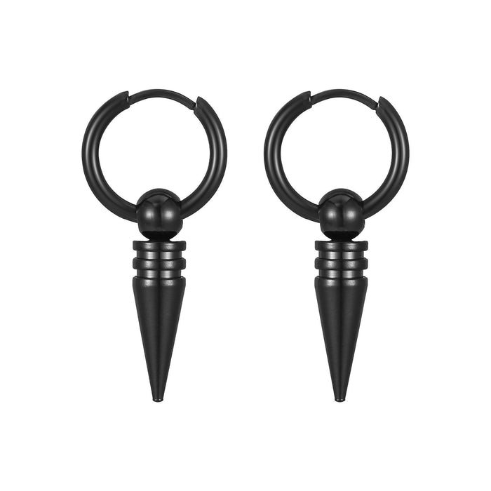 Korean round pendant stainless steel earrings simple black titanium steel earrings