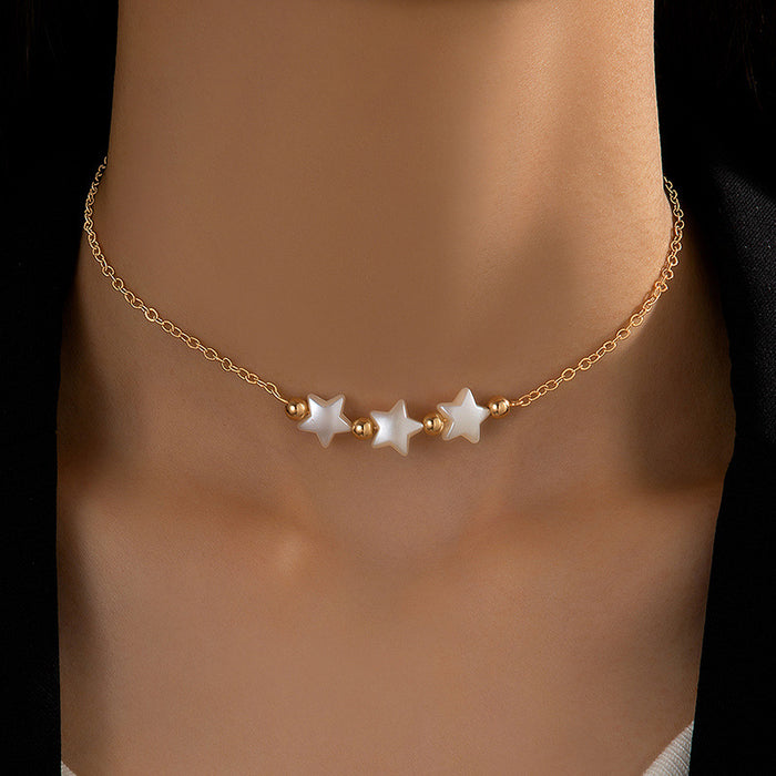 Fashionable Coin Short Necklace and Bracelet Set - Pearl Jewelry for Women