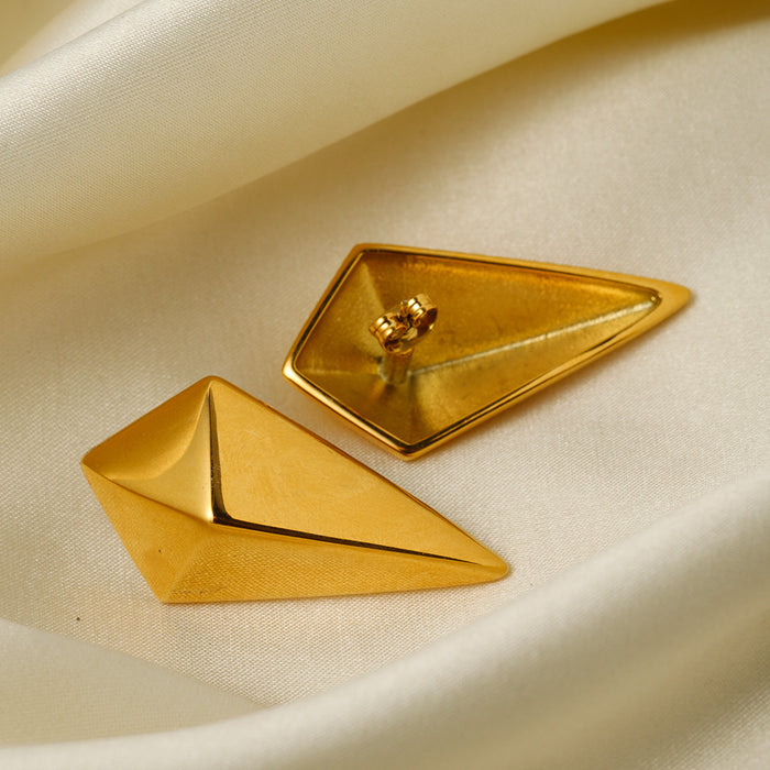 Trending 18K Gold Stainless Steel Long Rhombus Stud Earrings - Cross-Border Jewelry for Wholesale