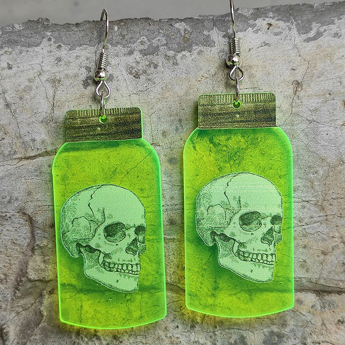 Halloween Ghost Fluorescent Acrylic Horror Earrings - wallojewerly 