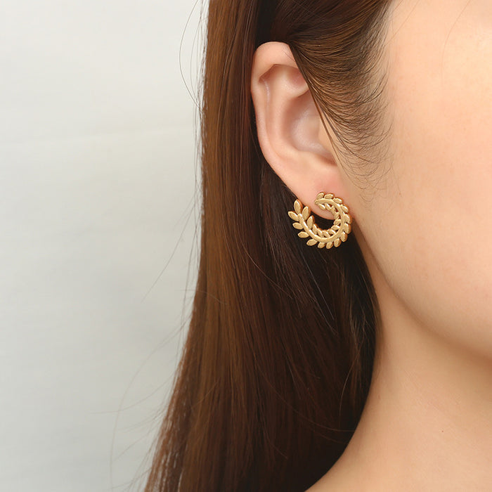 Gold thread stainless steel earrings light luxury style women's earrings