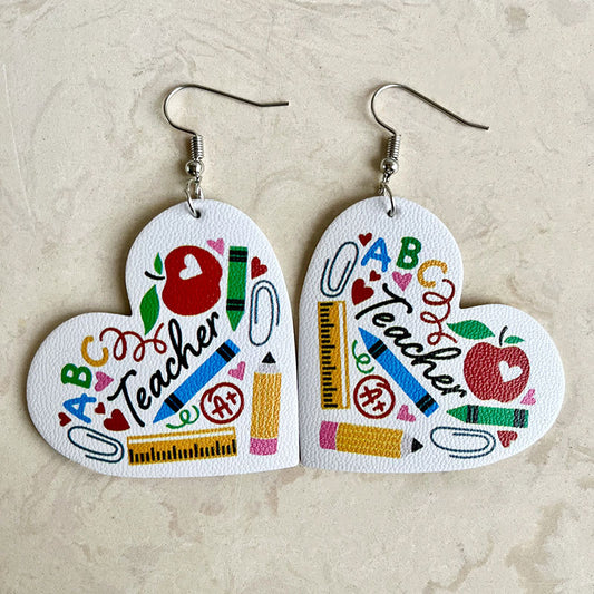 Valentine's Day and Teachers' Day Heart Leather Earrings