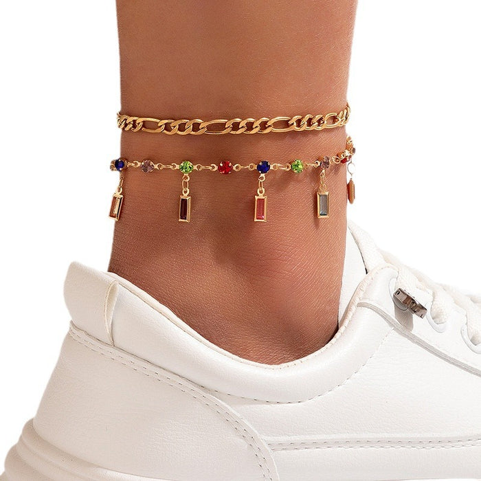 Colorful Butterfly Charm Multi-Layer Anklet - New Bohemian Style Foot Jewelry