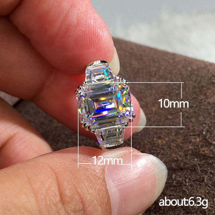 Anillo de diamantes con forma de princesa cuadrada geométrica para mujer, joyería de compromiso con circonitas de estilo europeo y americano