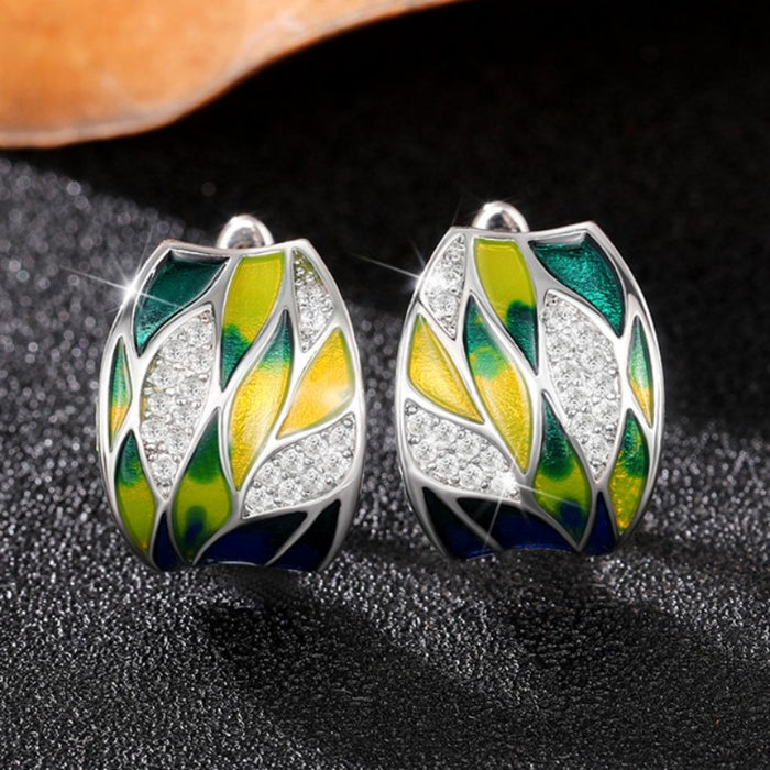 Pendientes de circonita esmaltada de estilo pastoral para mujer, pendientes elegantes