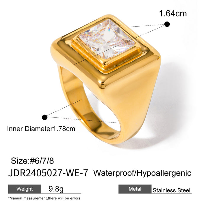 Elegant 18K Gold Plated Stainless Steel Ring with Hollow Design