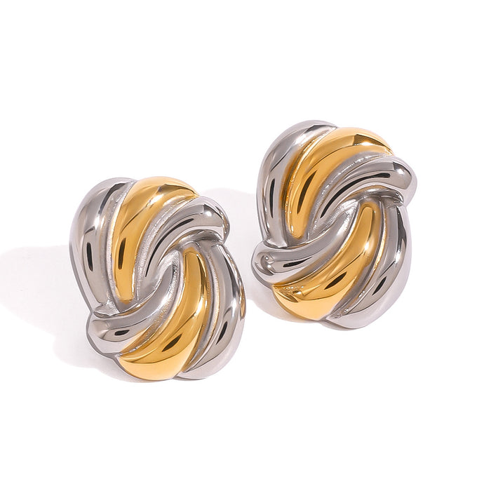 Wave contrasting color earrings, fashionable 18k high-end commuting design