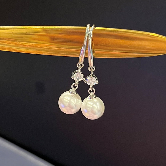 Pearl earrings elegant ear hooks bridal earrings for women