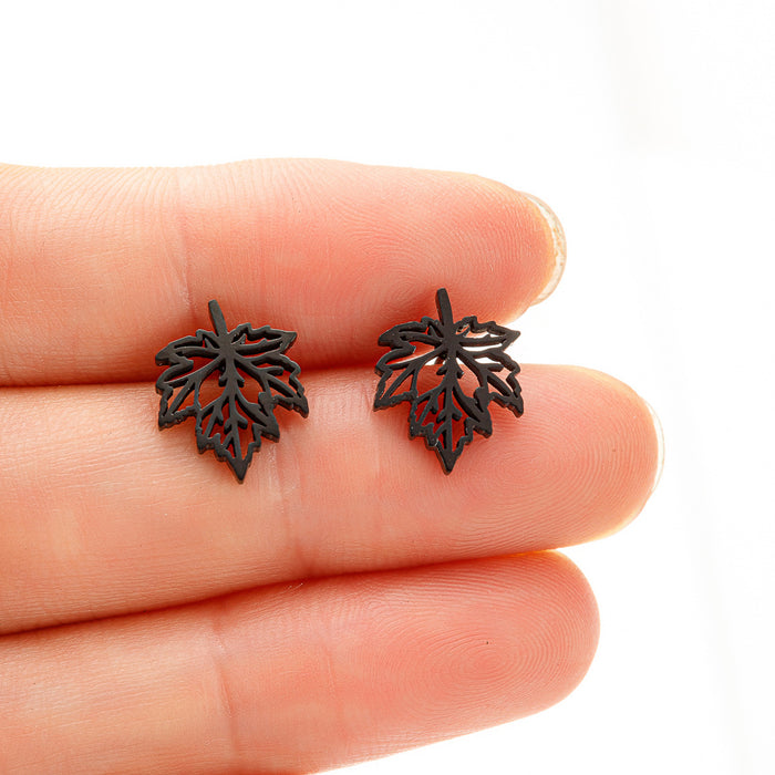 Maple Leaf Stainless Steel Stud Earrings - Nature-Inspired Jewelry