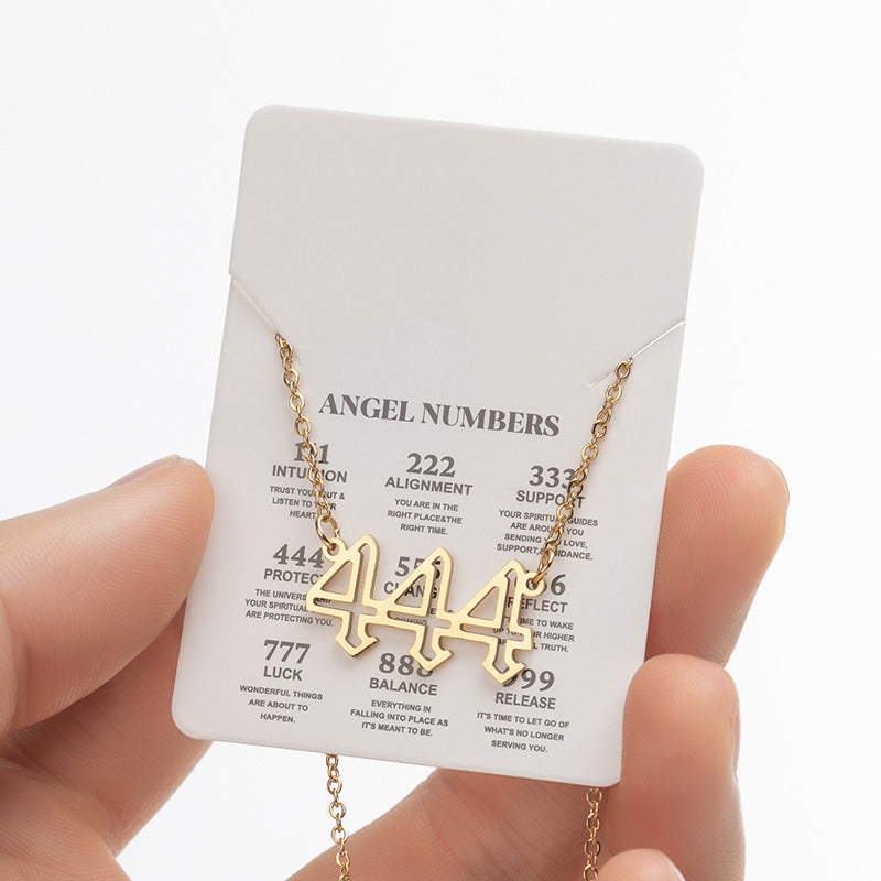 Angel Number Sweater Chain, Vintage 000-999 Stainless Steel Pendant Necklace Wholesale - wallojewerly 