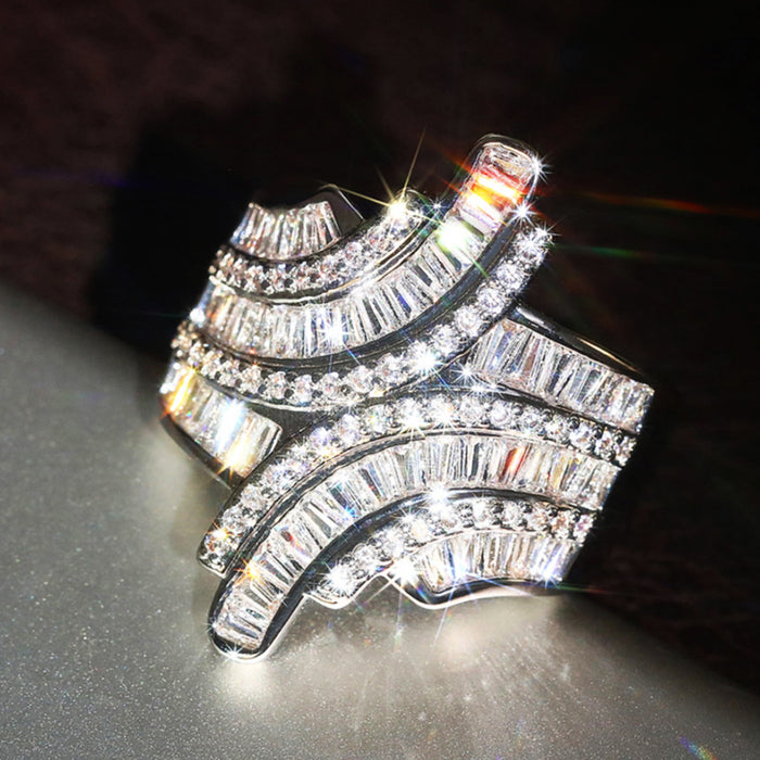 Zircon shaped geometric ring women's shiny light luxury accessories