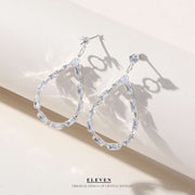 Geometric alloy diamond and rhinestone long tassel earrings