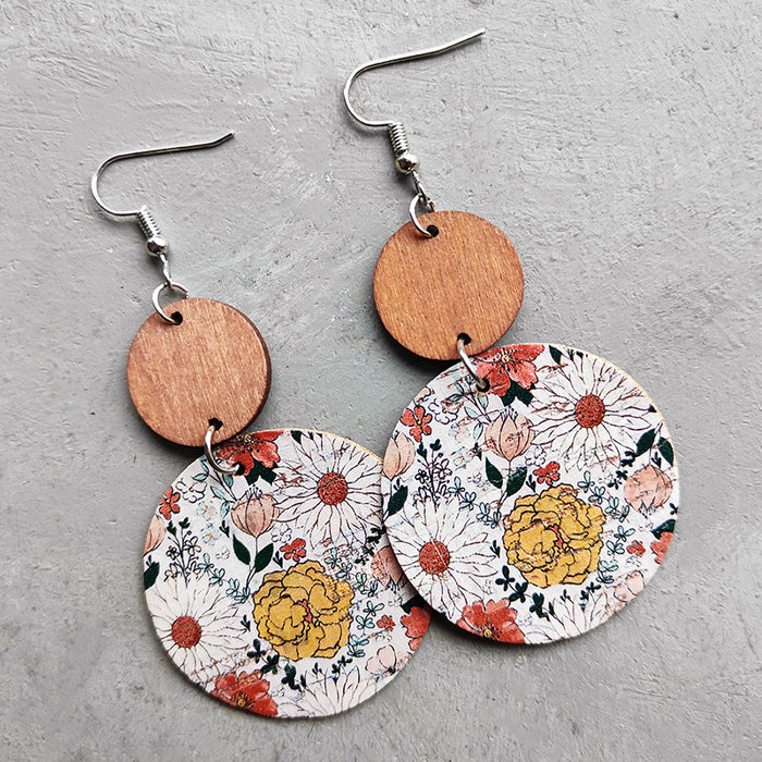 Wooden flower earrings