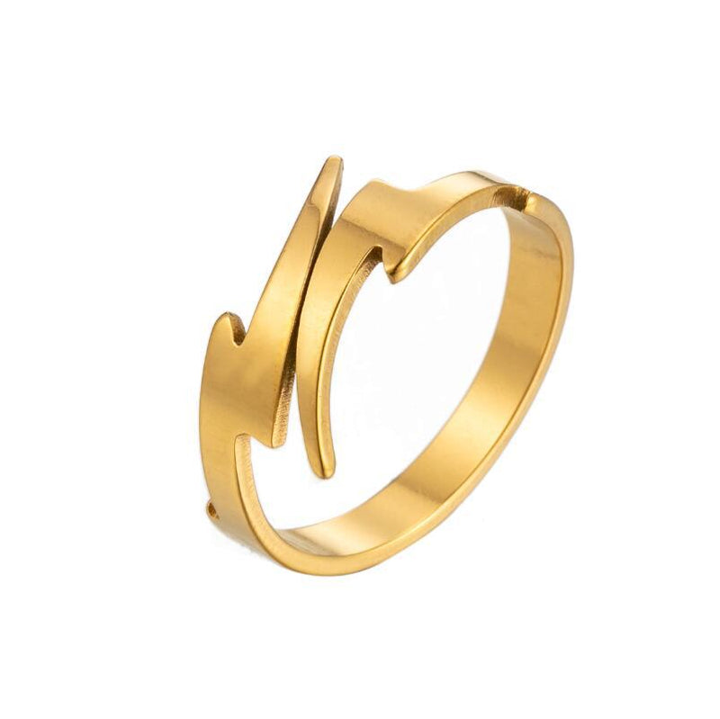 European and American trendy smooth open ring, retro lightning ring wholesale