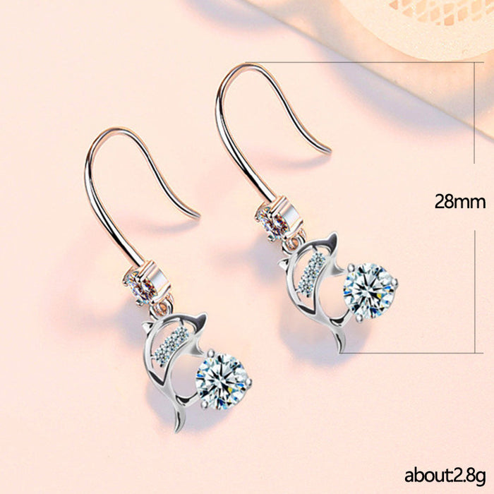 Dolphin zircon earrings long earrings for women