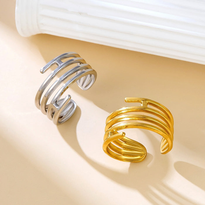 Wholesale multi-layered irregular thin-ring open rings