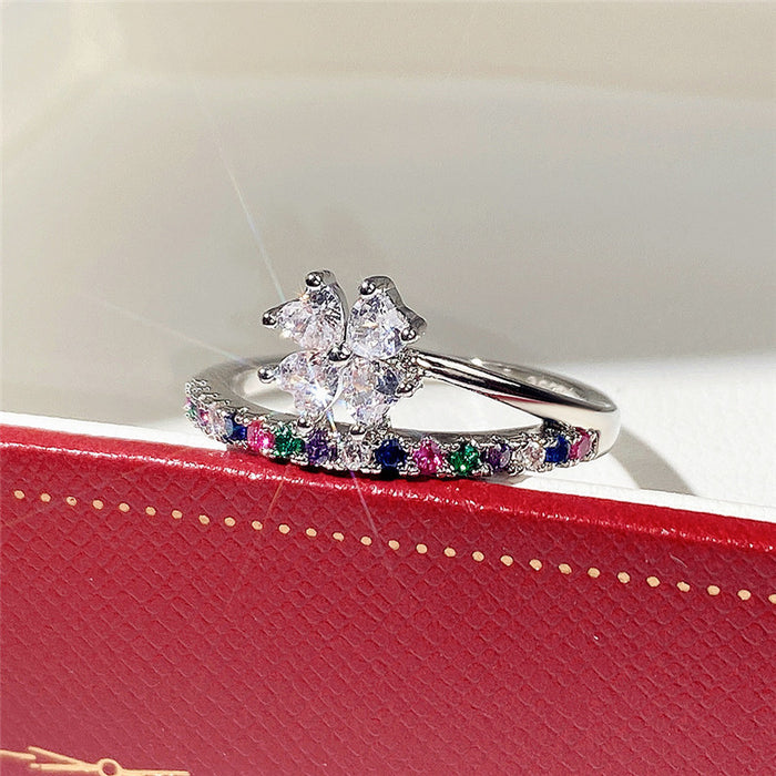 Colored zircon ring, Valentine's Day gift ring