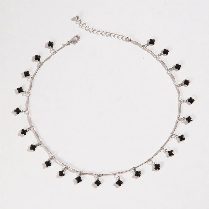 Black Clover Pendant Necklace - Simple and Stylish Short Choker