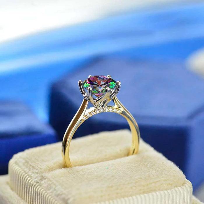Colorful six-claw ring, all-match bride's daily index finger ring