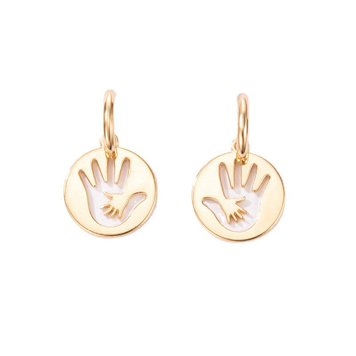 Gold palm earrings personality geometric hollow earrings