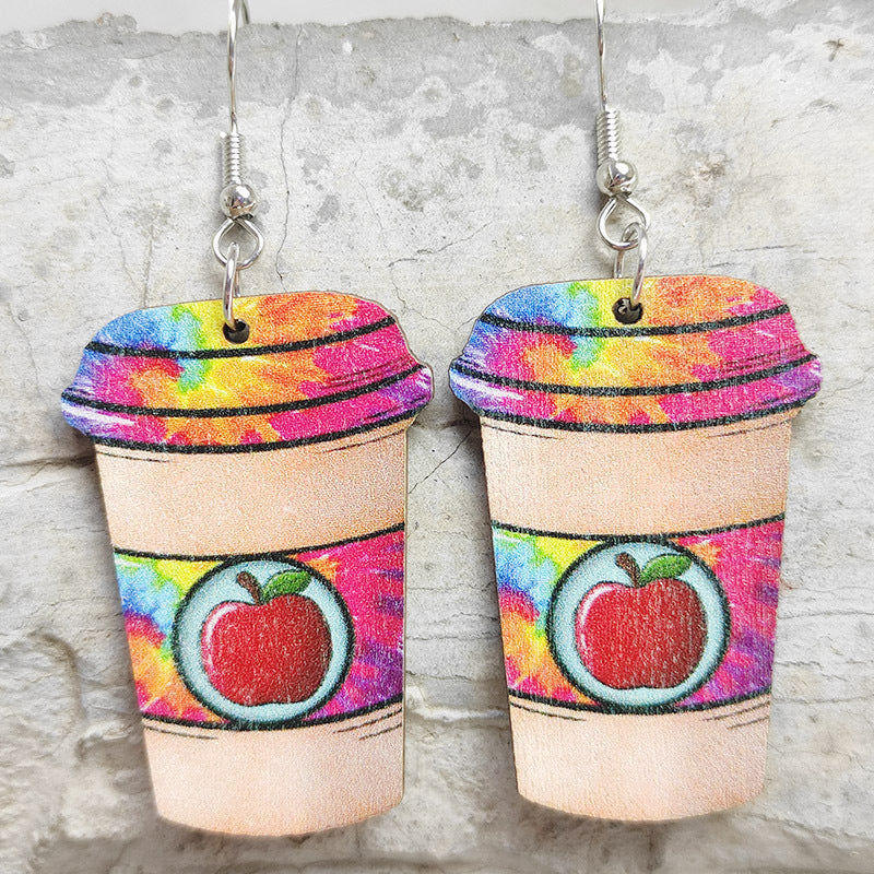 Wooden drink cup earrings