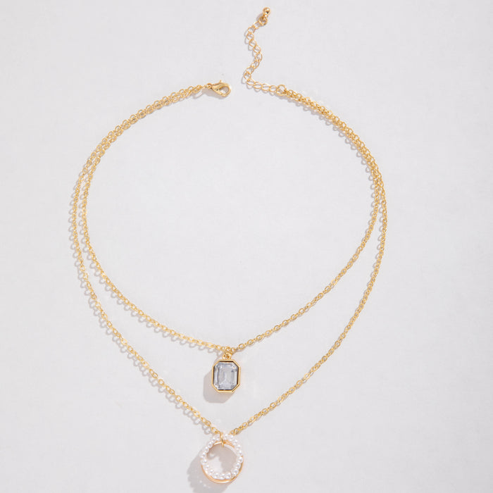 Multi-Layered Pearl and Heart Pendant Necklace