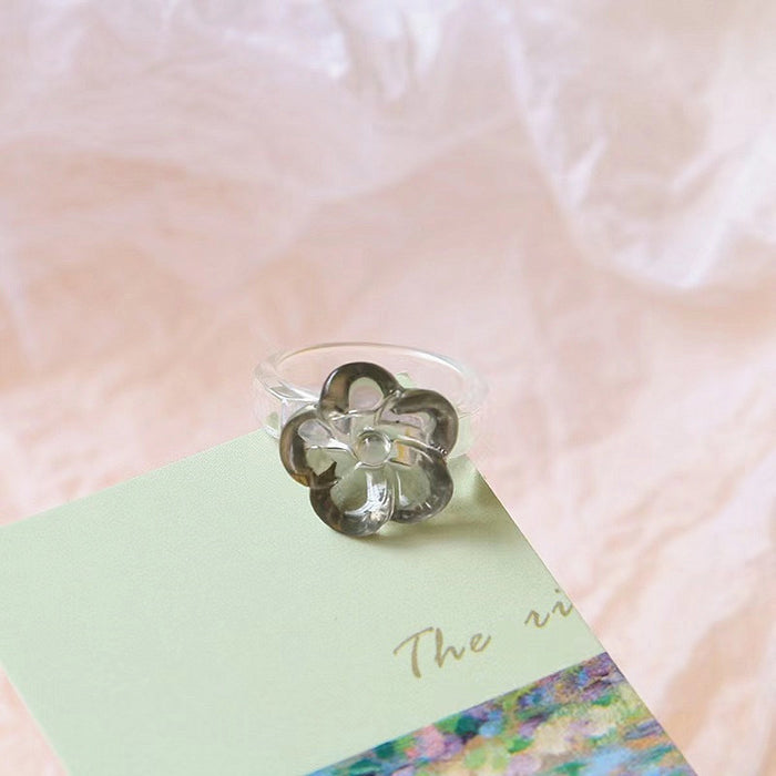 Flower three-dimensional resin couple ring