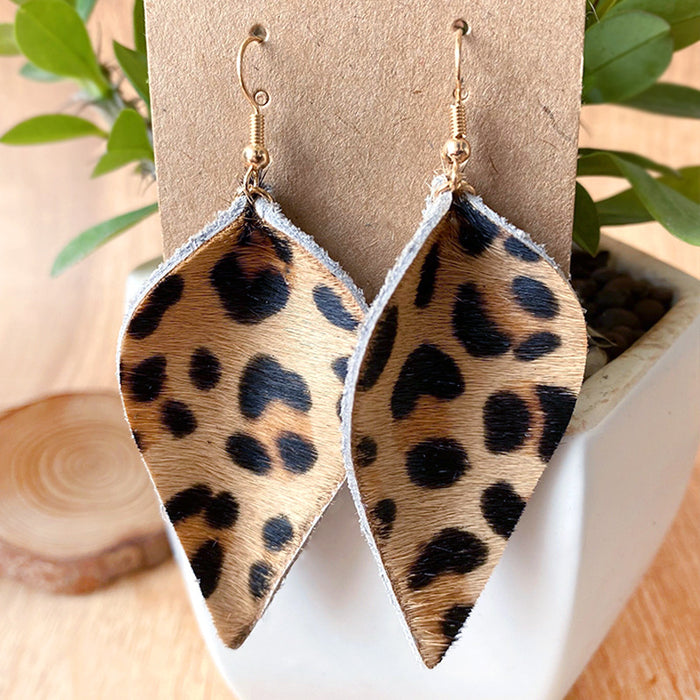 Bohemian Leopard Print Earrings with Turquoise and Rustic Style