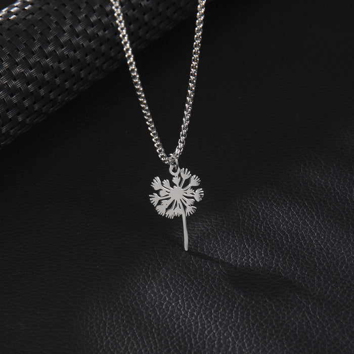 Dandelion pendant necklace, fresh and stylish stainless steel non-fading female jewelry cross-border wholesale