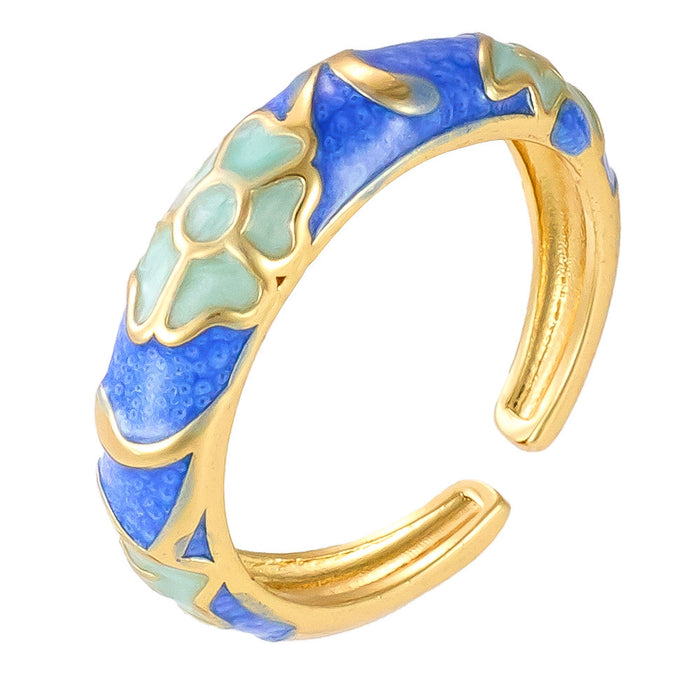 Wholesale copper dripping flower open rings